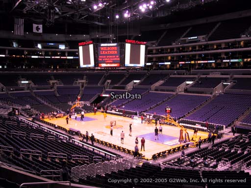 Seat view from premier section 10 at the Staples Center, home of the Los Angeles Lakers