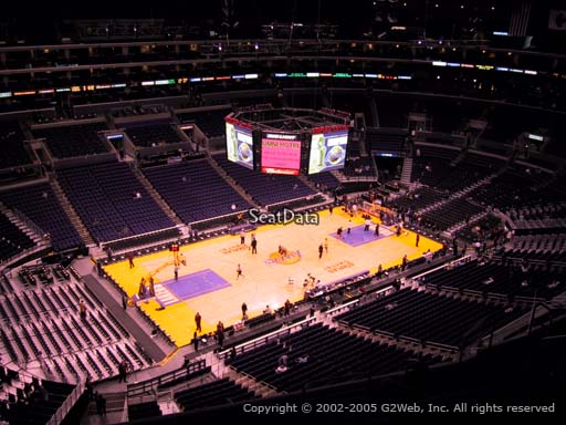 Seat view from section 304 at the Staples Center, home of the Los Angeles Lakers