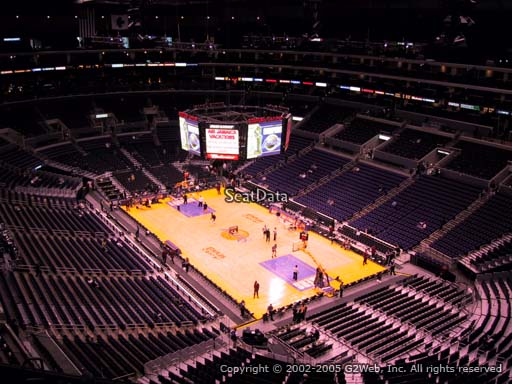 Seat view from section 313 at the Staples Center, home of the Los Angeles Lakers