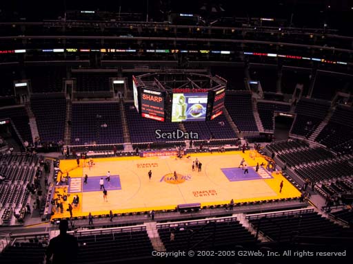 Seat view from section 319 at the Staples Center, home of the Los Angeles Lakers