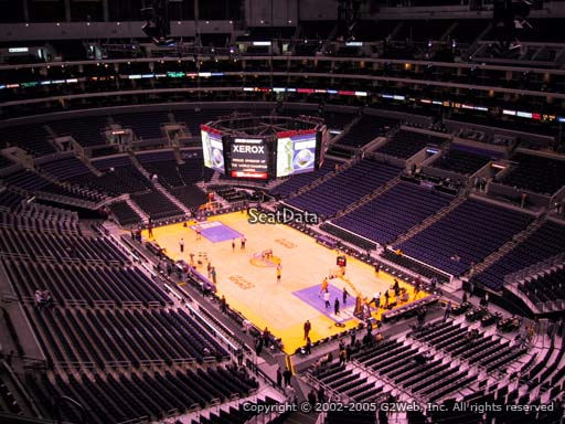 Seat view from section 330 at the Staples Center, home of the Los Angeles Lakers