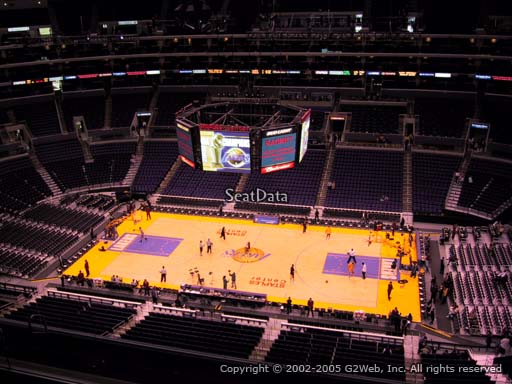Seat view from section 334 at the Staples Center, home of the Los Angeles Lakers