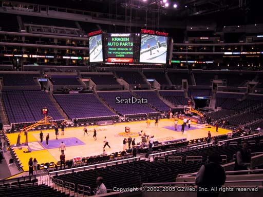 Seat view from premier section 7 at the Staples Center, home of the Los Angeles Lakers