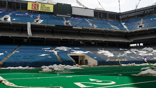 Photo of the end zone at the Pontiac Silverdome, Former Home of the Detroit Lions.