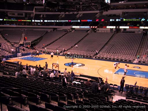 Seat view from section 117 at the American Airlines Center, home of the Dallas Mavericks