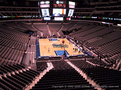 Seat view from section 202 at the American Airlines Center, home of the Dallas Mavericks
