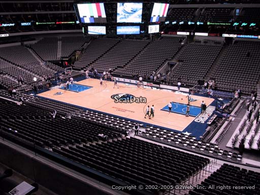 Seat view from section 207 at the American Airlines Center, home of the Dallas Mavericks