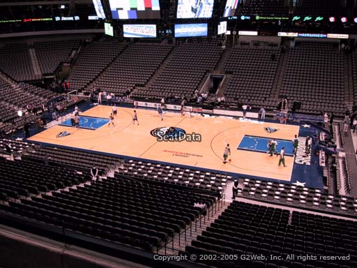 Seat view from section 208 at the American Airlines Center, home of the Dallas Mavericks