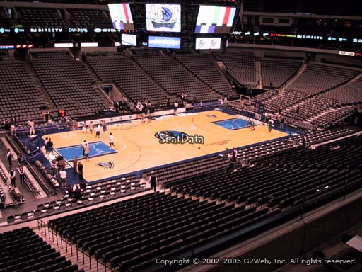Seat view from section 212 at the American Airlines Center, home of the Dallas Mavericks