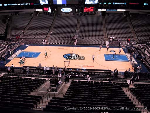 Seat view from section 217 at the American Airlines Center, home of the Dallas Mavericks