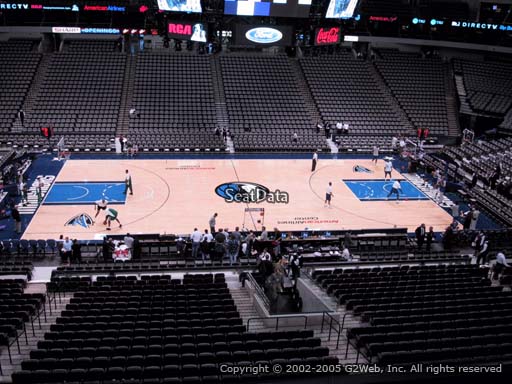 Seat view from section 218 at the American Airlines Center, home of the Dallas Mavericks