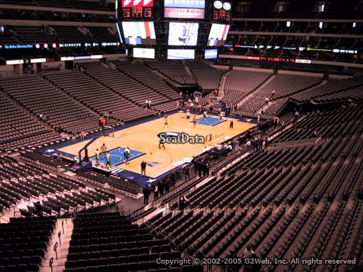 Seat view from section 222 at the American Airlines Center, home of the Dallas Mavericks