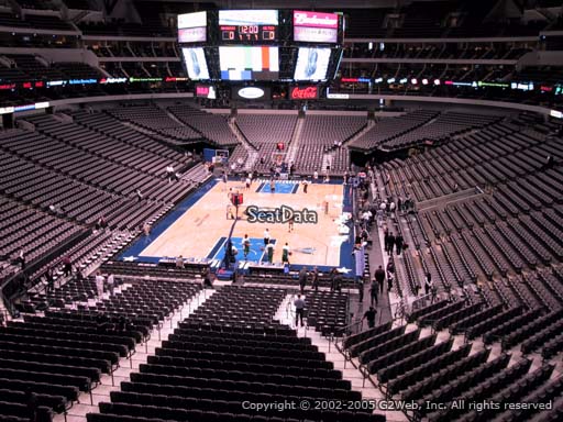 Seat view from section 225 at the American Airlines Center, home of the Dallas Mavericks