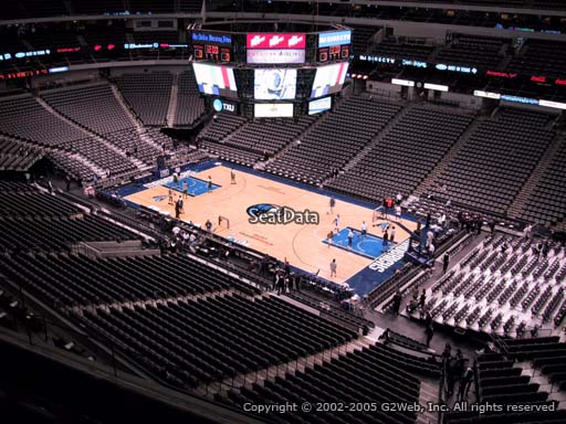 Seat view from section 323 at the American Airlines Center, home of the Dallas Mavericks