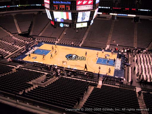 Seat view from section 325 at the American Airlines Center, home of the Dallas Mavericks