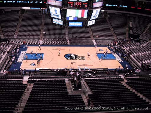 Seat view from section 327 at the American Airlines Center, home of the Dallas Mavericks