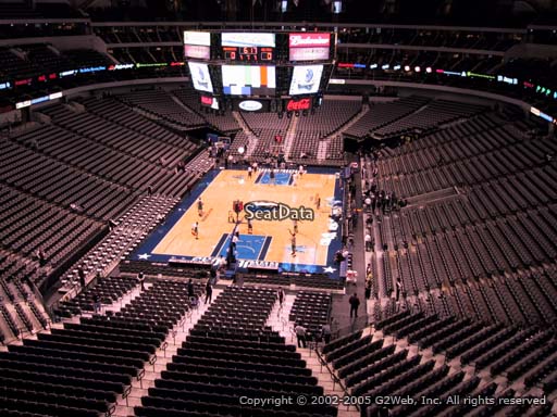 Seat view from section 334 at the American Airlines Center, home of the Dallas Mavericks
