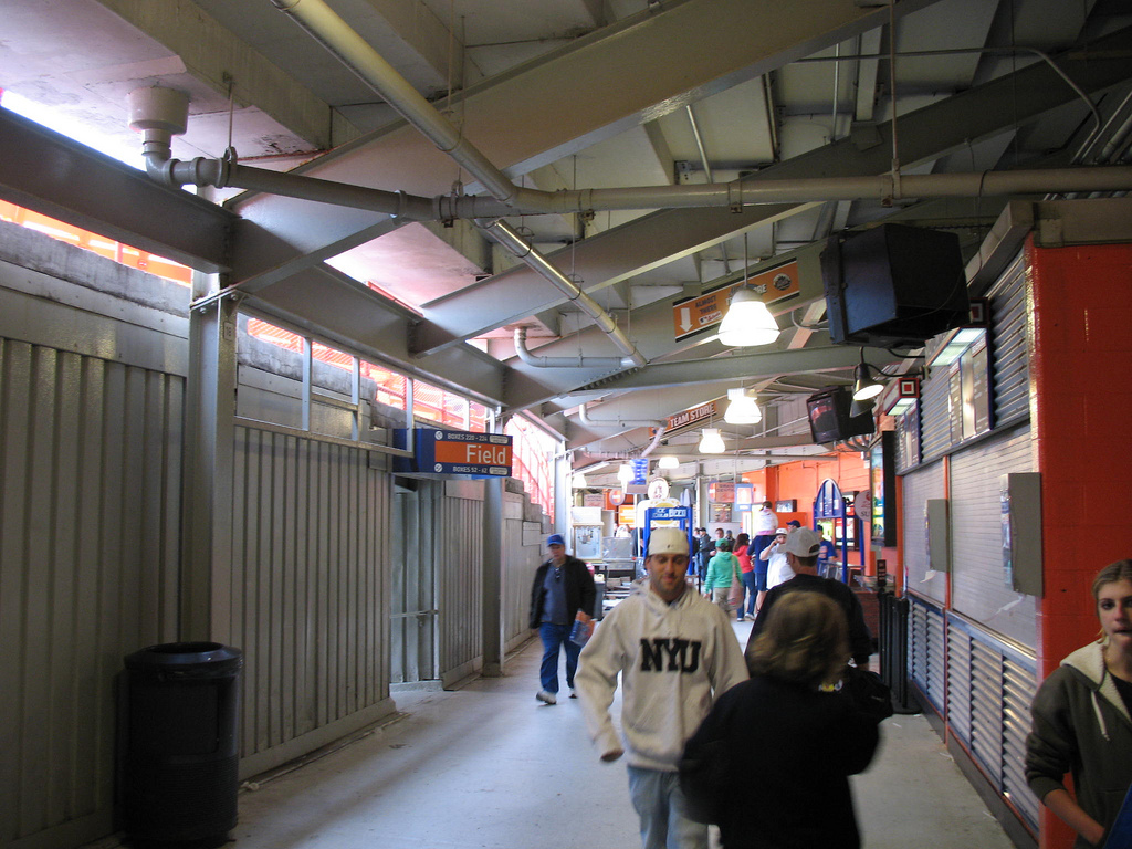 Photo of the Shea Stadium concourse on the upper level.
