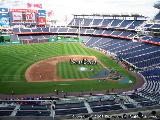 Seat view from section 308 at Nationals Park, home of the Washington Nationals