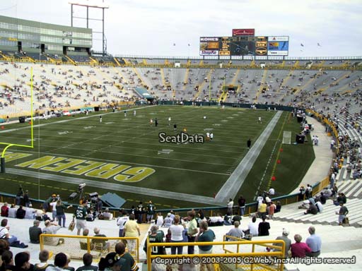 Seat view from section 104 at Lambeau Field, home of the Green Bay Packers
