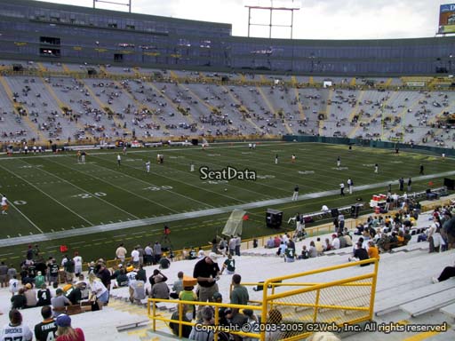 Seat view from section 127 at Lambeau Field, home of the Green Bay Packers