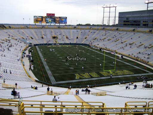 Seat view from section 303 at Lambeau Field, home of the Green Bay Packers