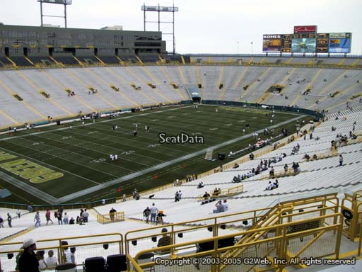 Seat view from section 312 at Lambeau Field, home of the Green Bay Packers