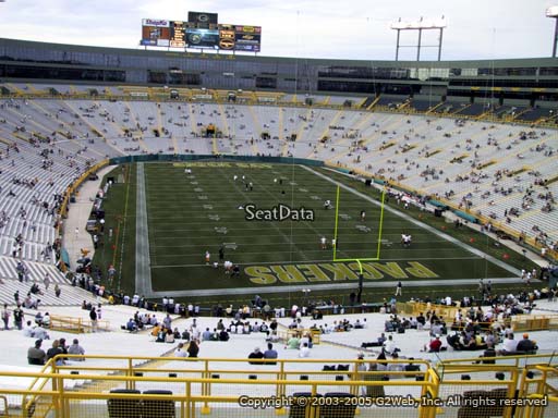 Seat view from section 350 at Lambeau Field, home of the Green Bay Packers
