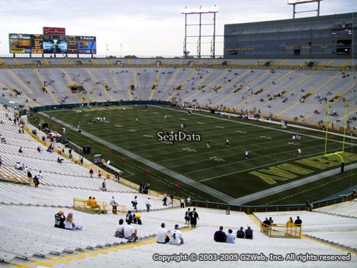 Seat view from section 403 at Lambeau Field, home of the Green Bay Packers