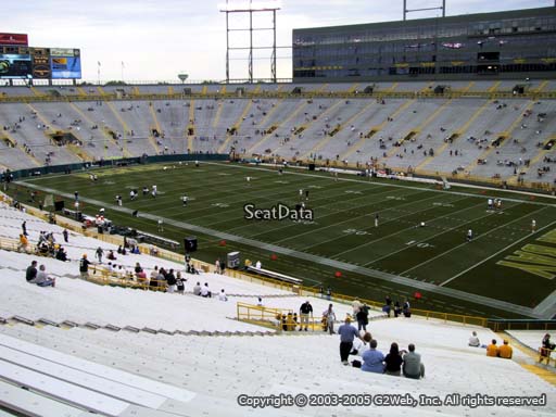 Seat view from section 407 at Lambeau Field, home of the Green Bay Packers