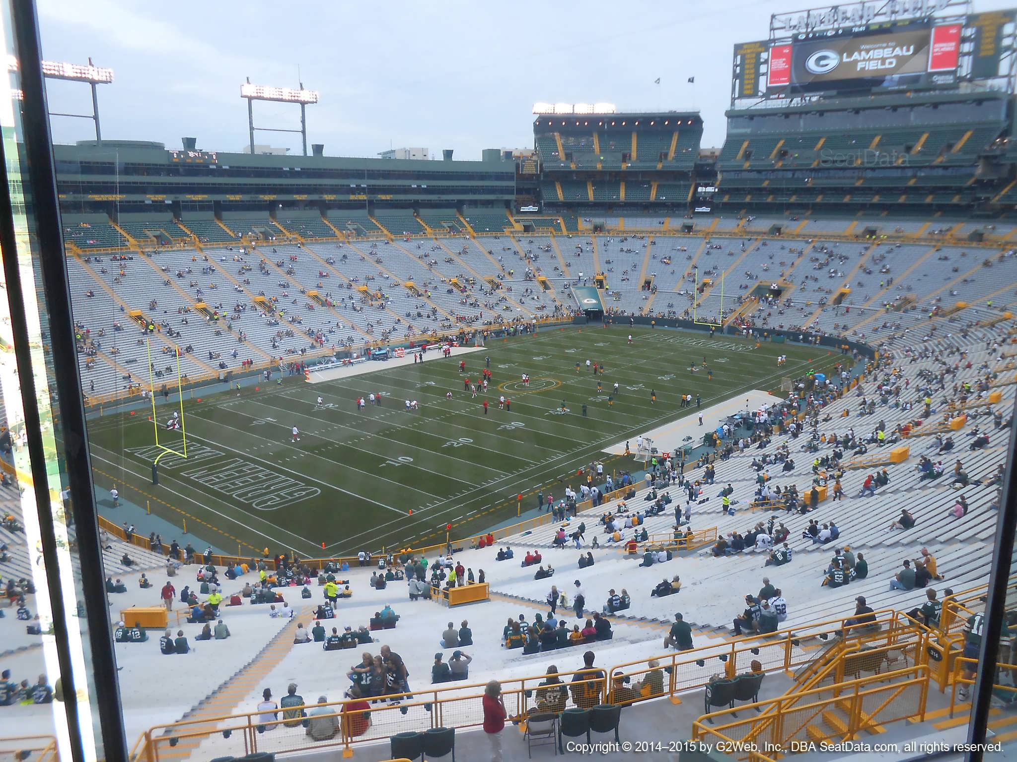 Seat view from section 472 at Lambeau Field, home of the Green Bay Packers