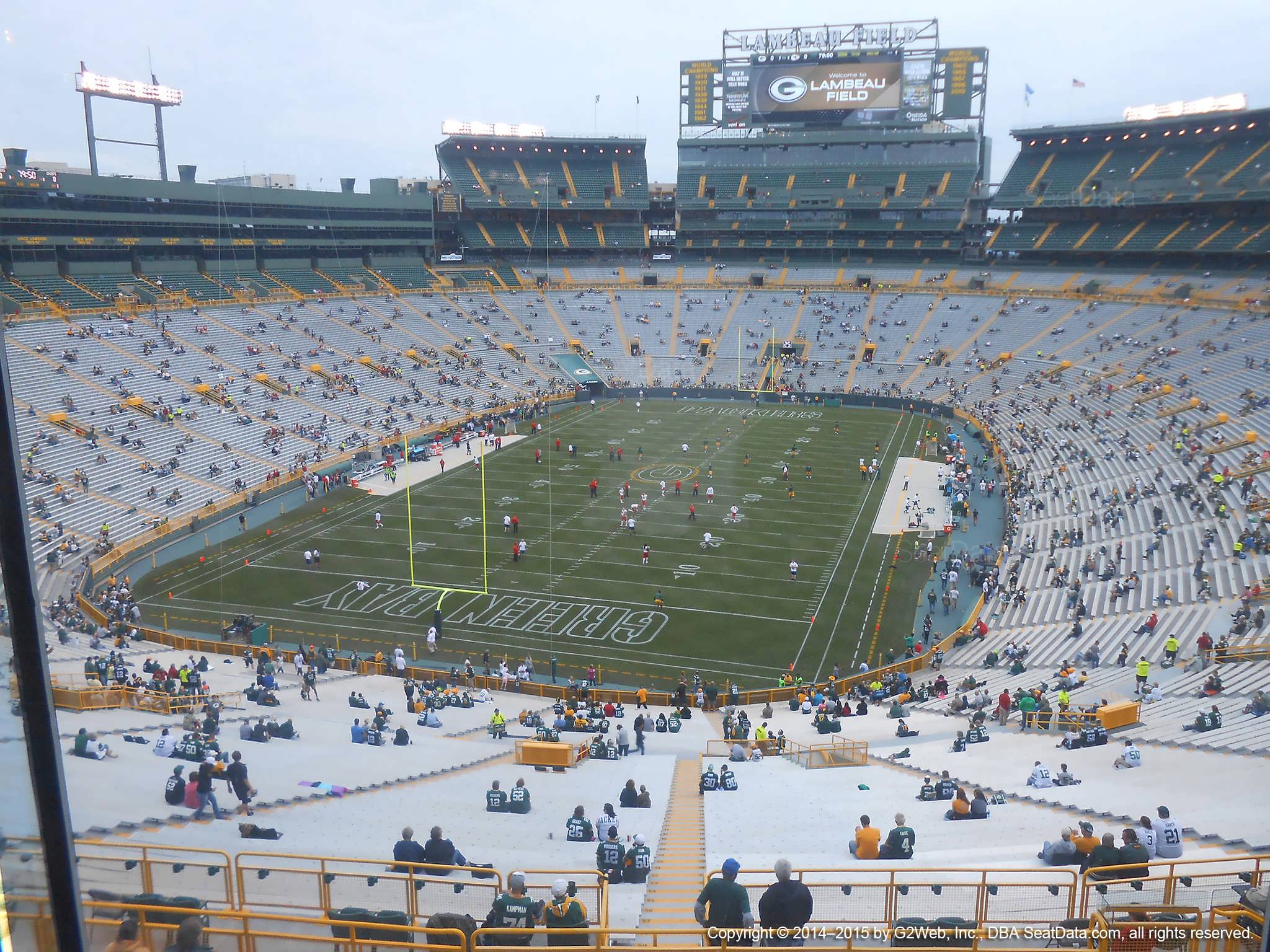 Seat view from section 478 at Lambeau Field, home of the Green Bay Packers