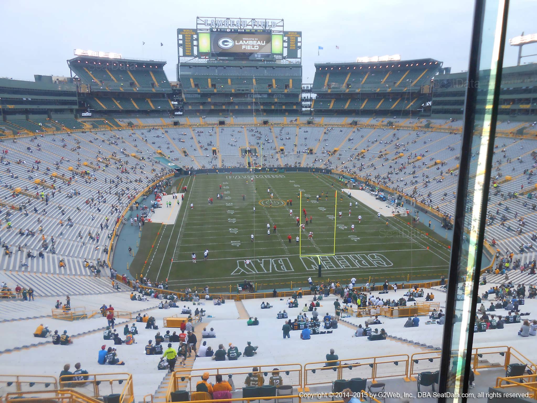 Seat view from section 484 at Lambeau Field, home of the Green Bay Packers