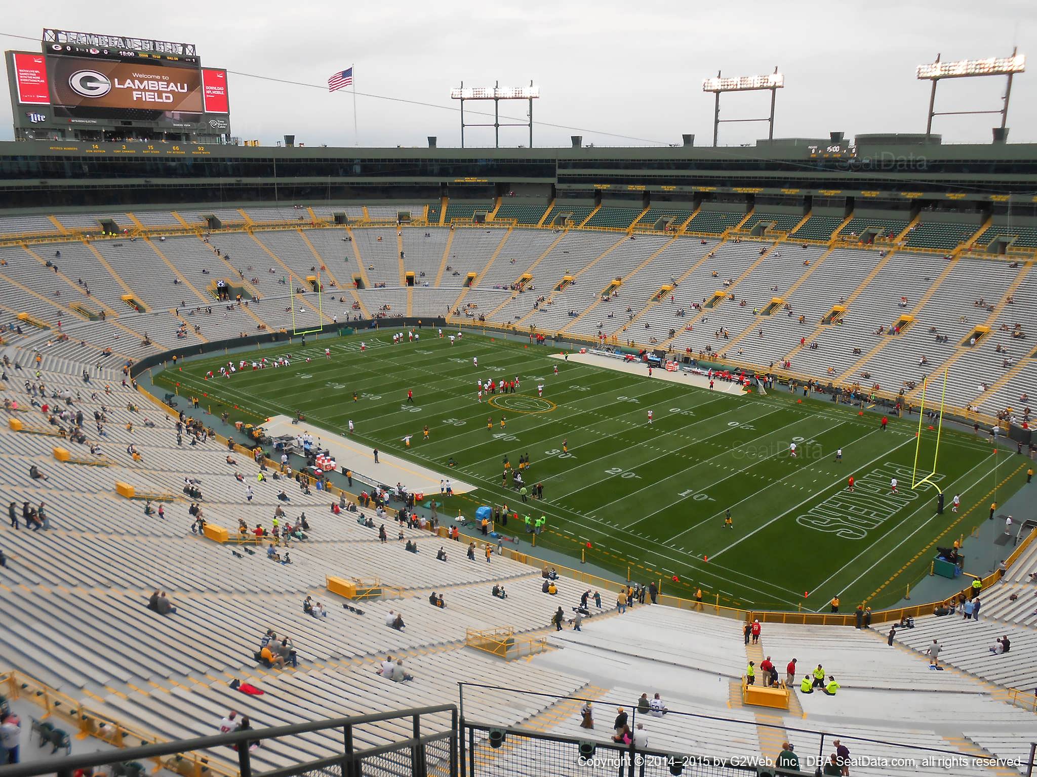 Seat view from section 630S at Lambeau Field, home of the Green Bay Packers
