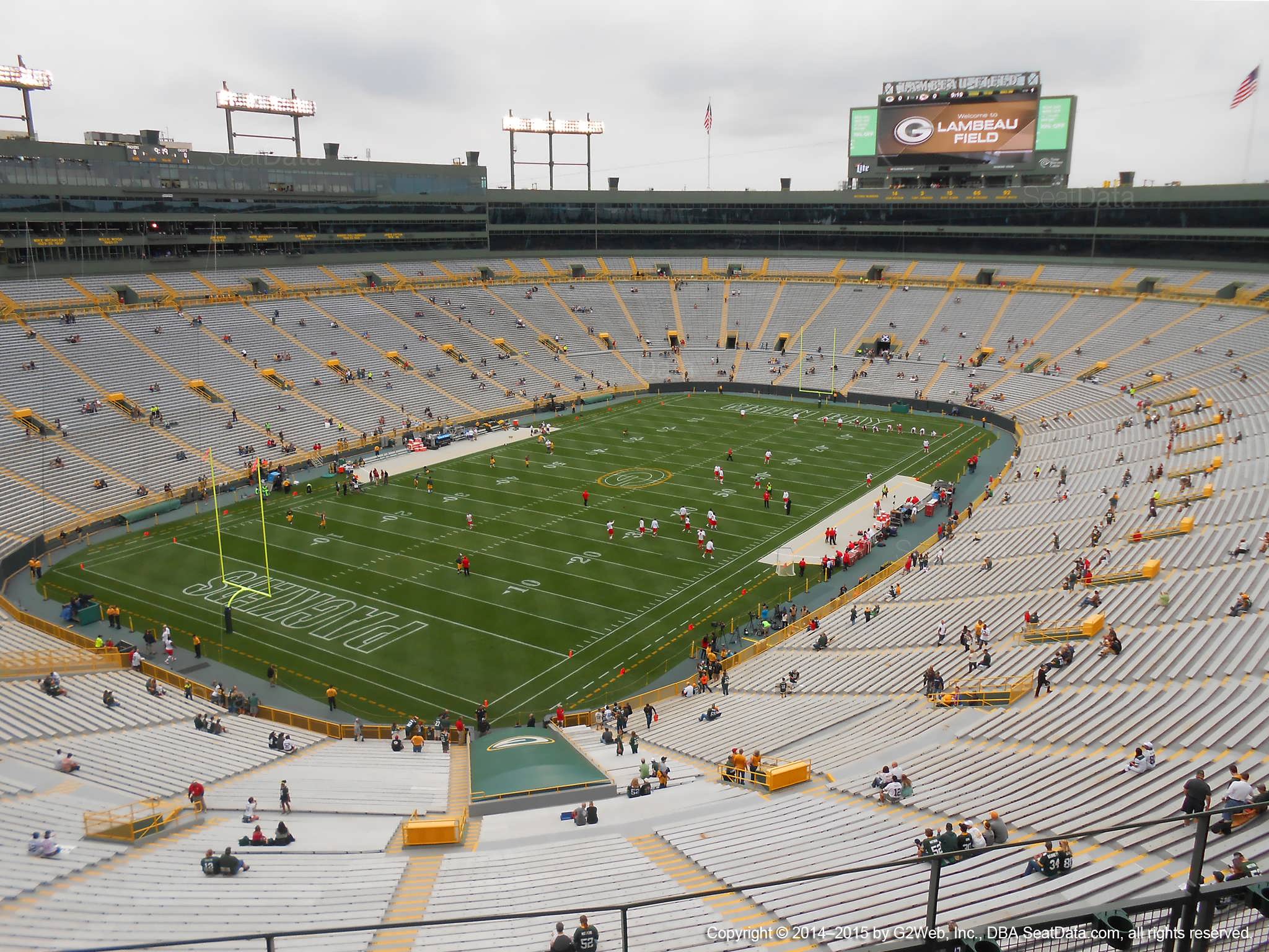 Seat view from section 637S at Lambeau Field, home of the Green Bay Packers