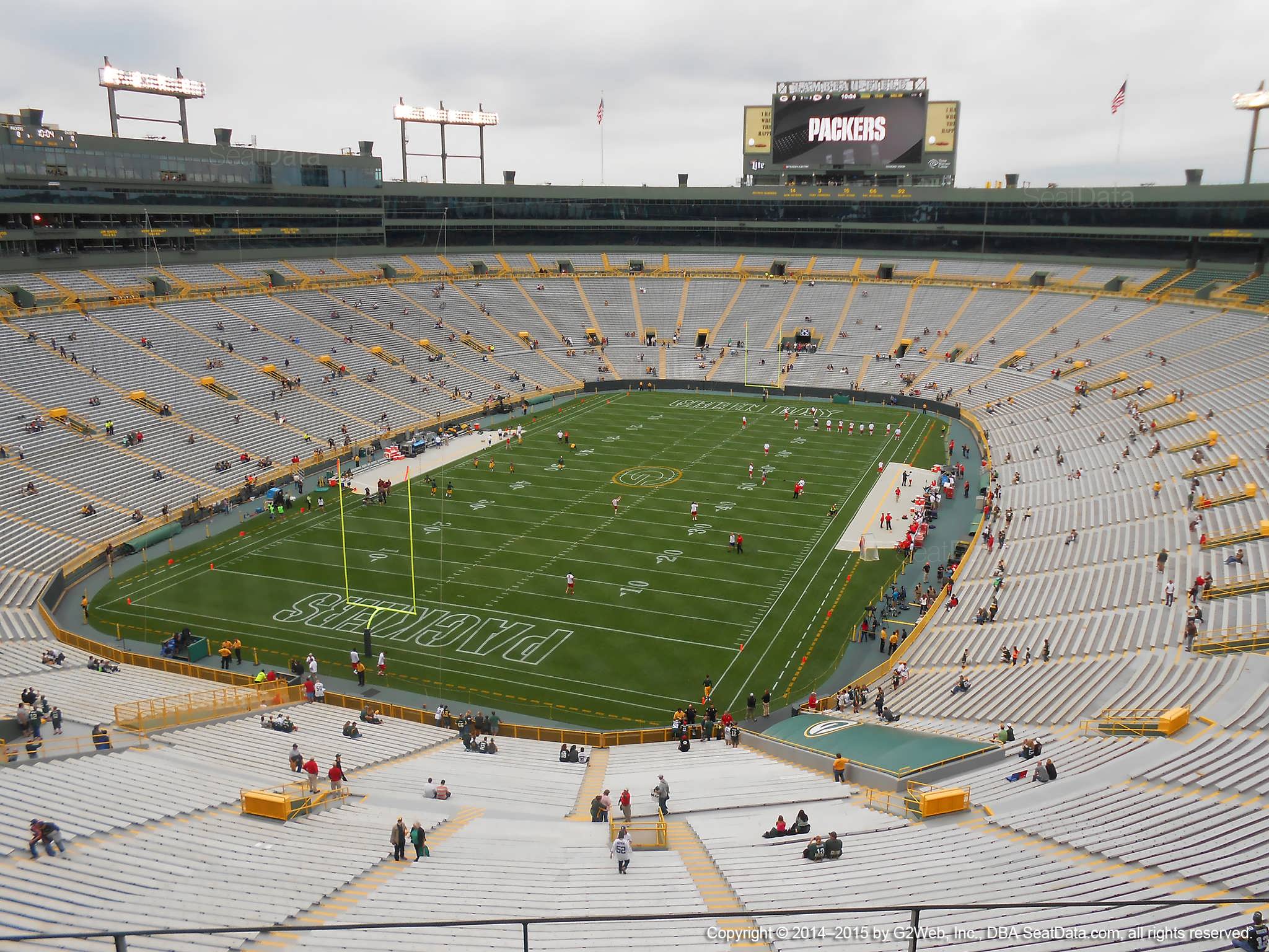 Seat view from section 643S at Lambeau Field, home of the Green Bay Packers