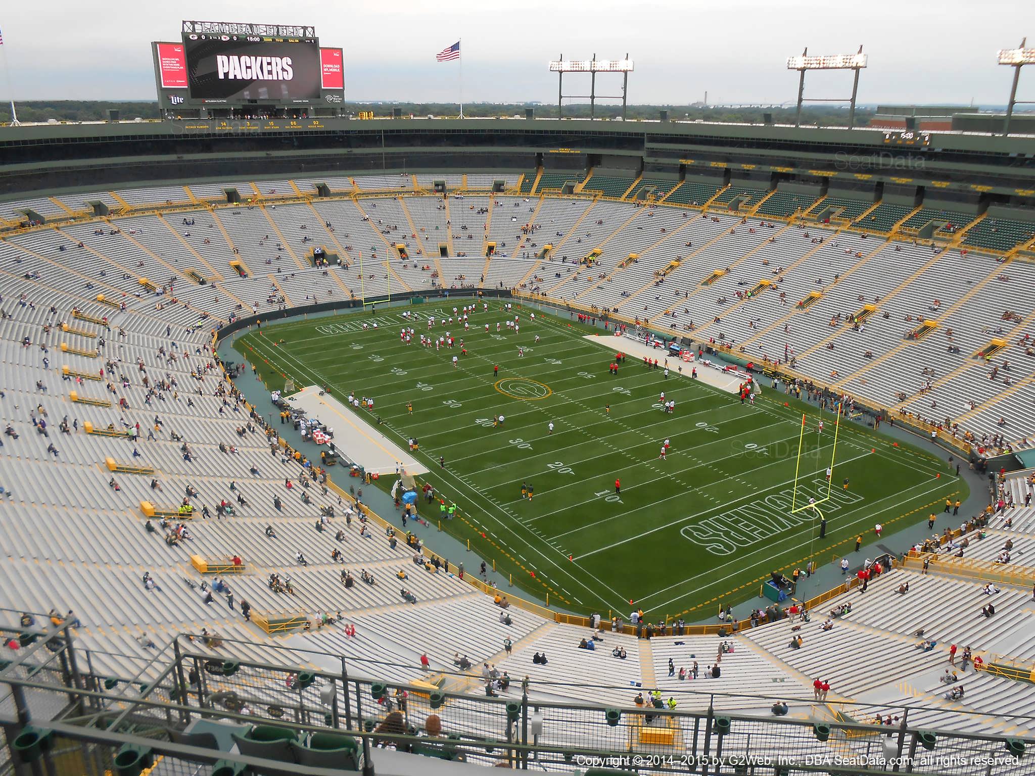 Seat view from section 736S at Lambeau Field, home of the Green Bay Packers