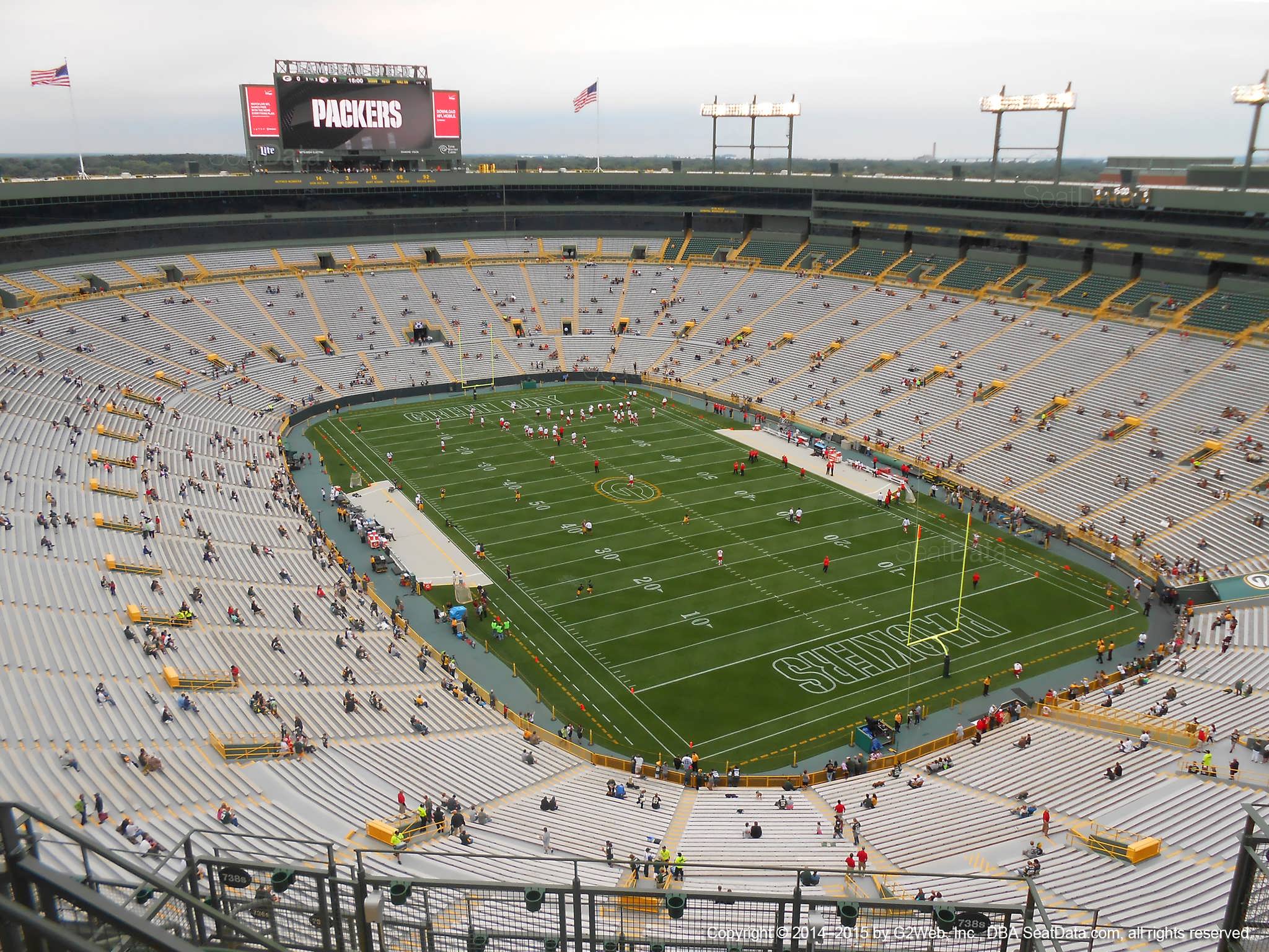 Seat view from section 738S at Lambeau Field, home of the Green Bay Packers