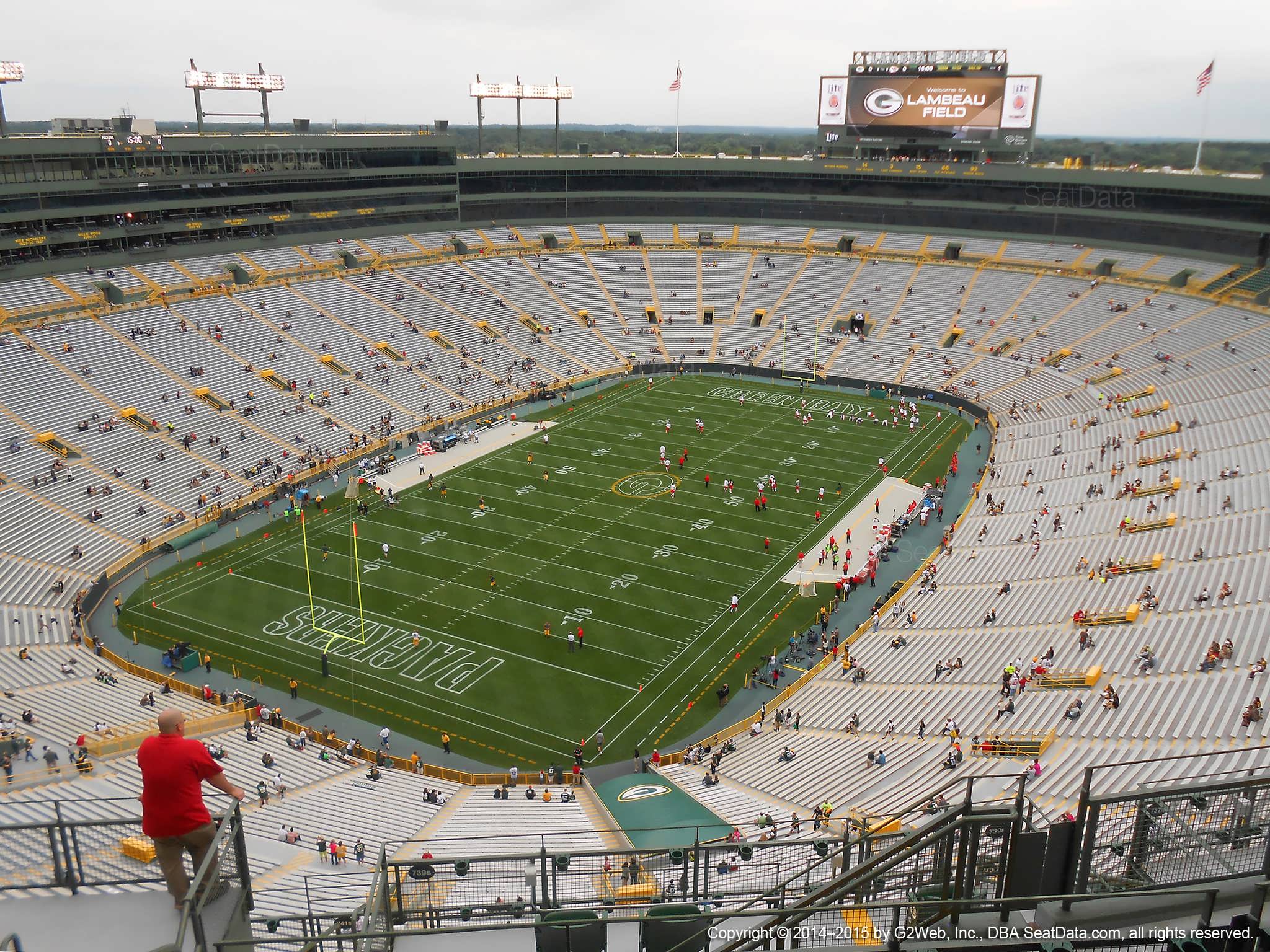 Seat view from section 739S at Lambeau Field, home of the Green Bay Packers