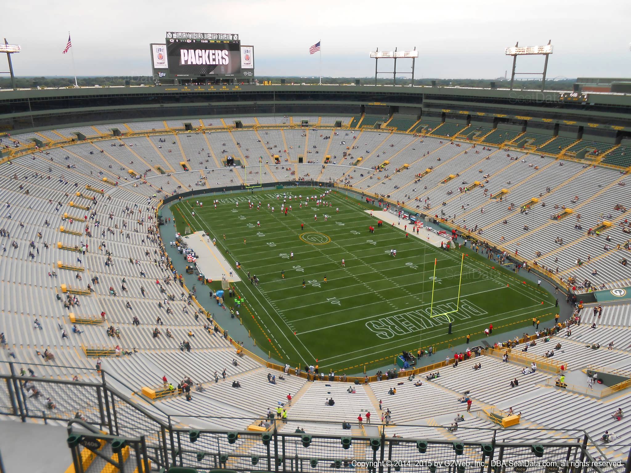 Seat view from section 740S at Lambeau Field, home of the Green Bay Packers