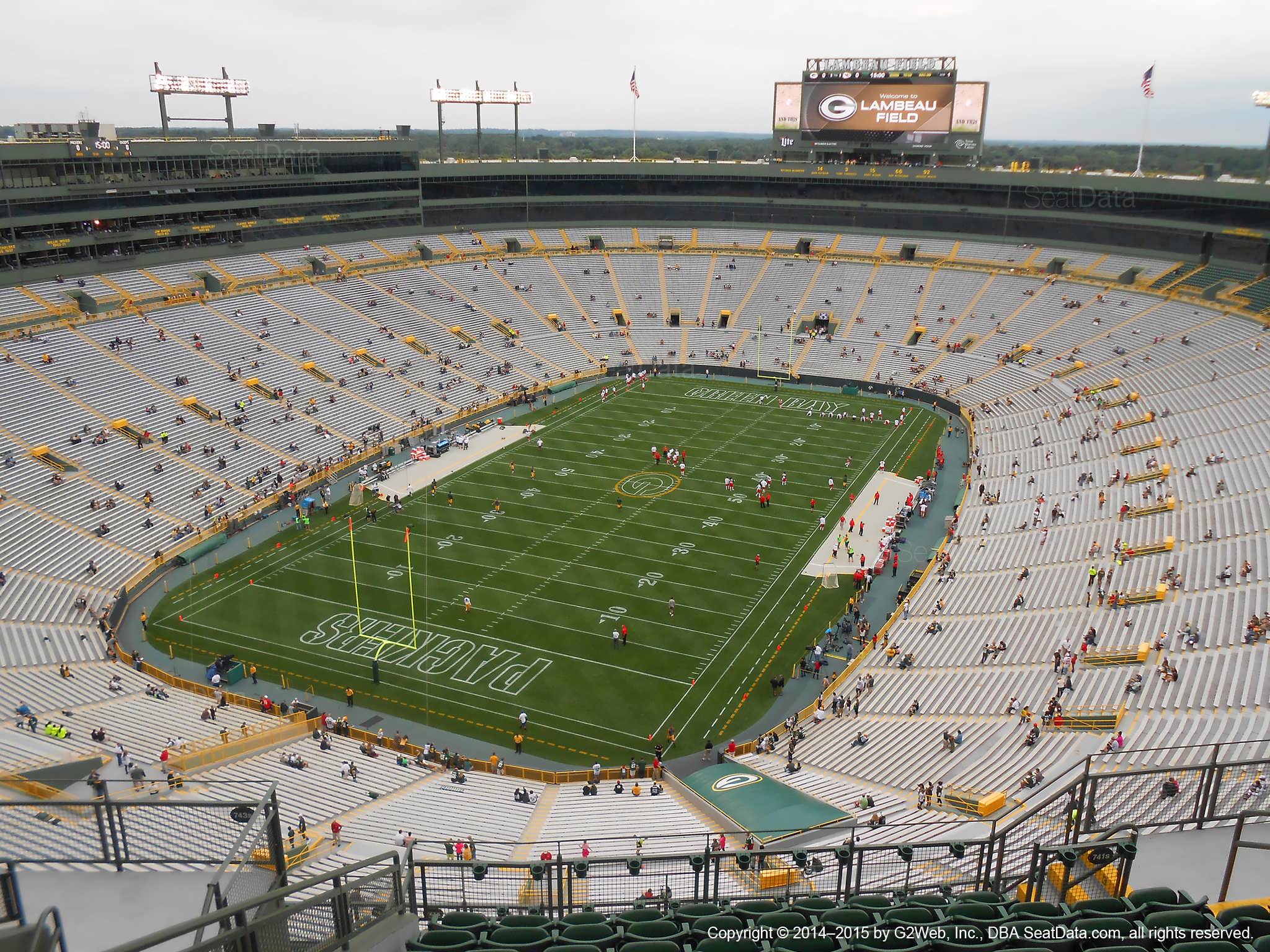 Seat view from section 741S at Lambeau Field, home of the Green Bay Packers