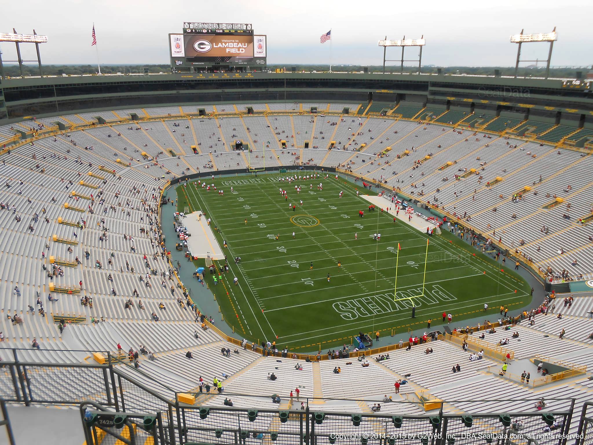 Seat view from section 742S at Lambeau Field, home of the Green Bay Packers