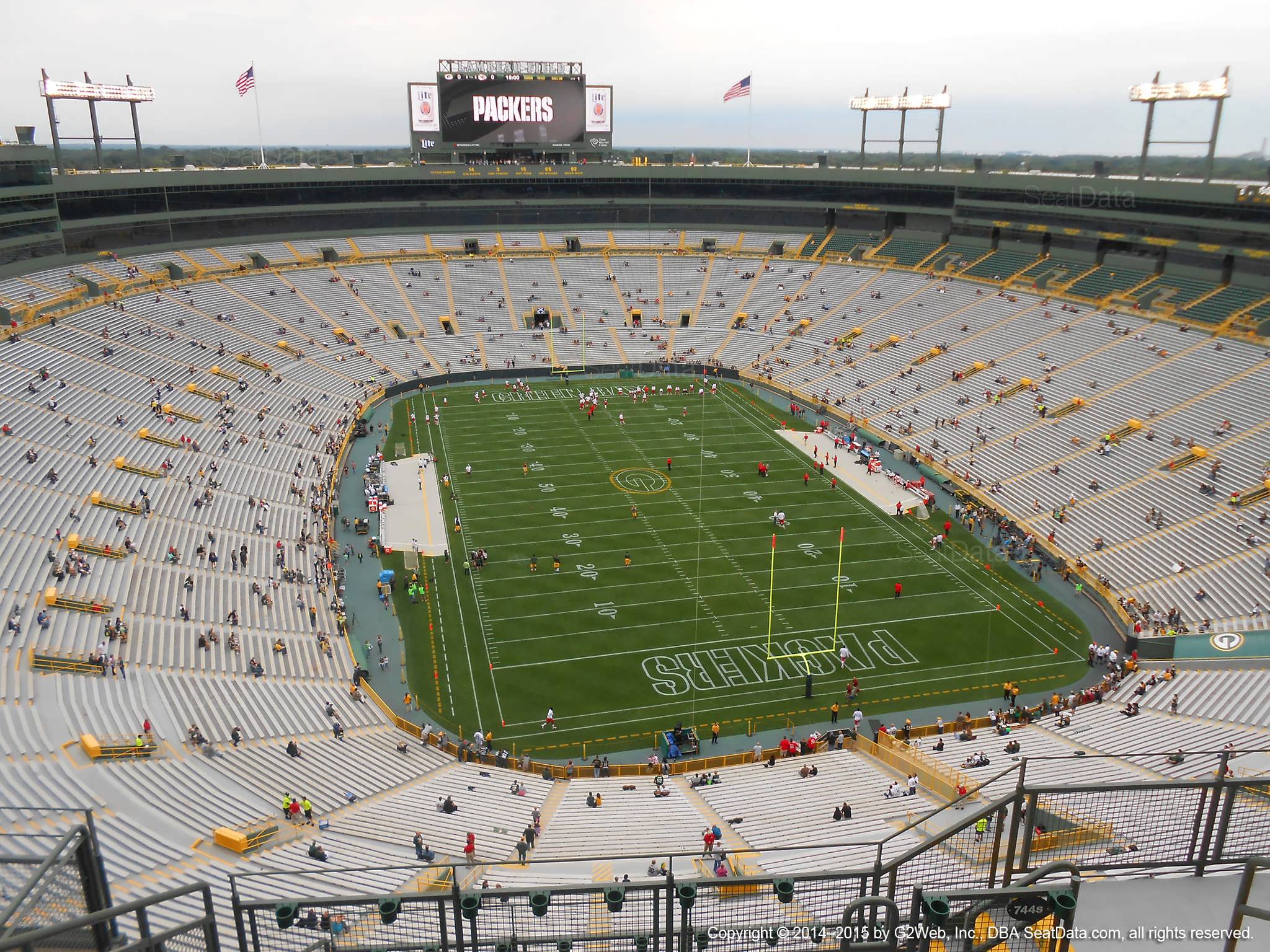 Seat view from section 744S at Lambeau Field, home of the Green Bay Packers