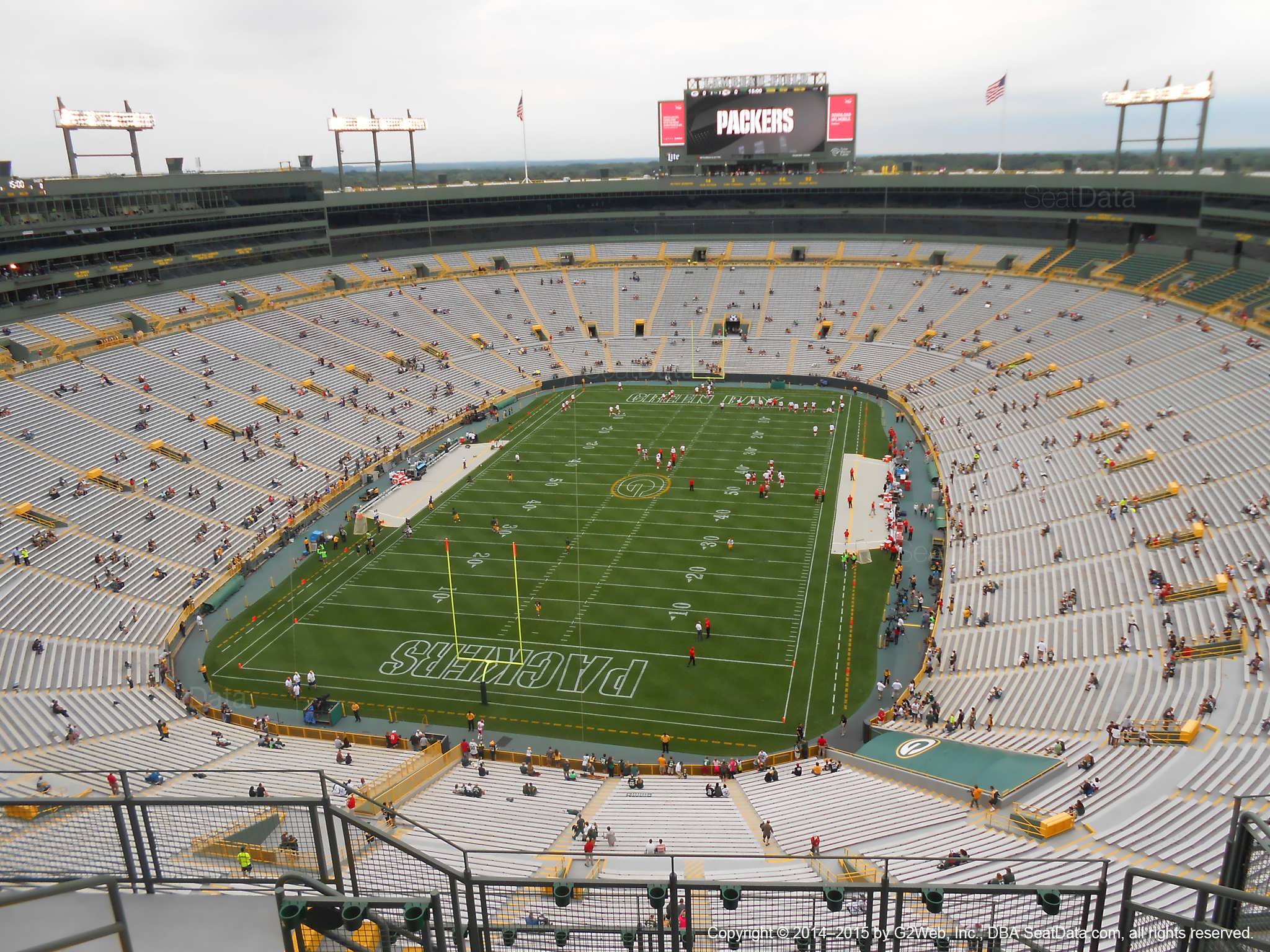 Seat view from section 745S at Lambeau Field, home of the Green Bay Packers