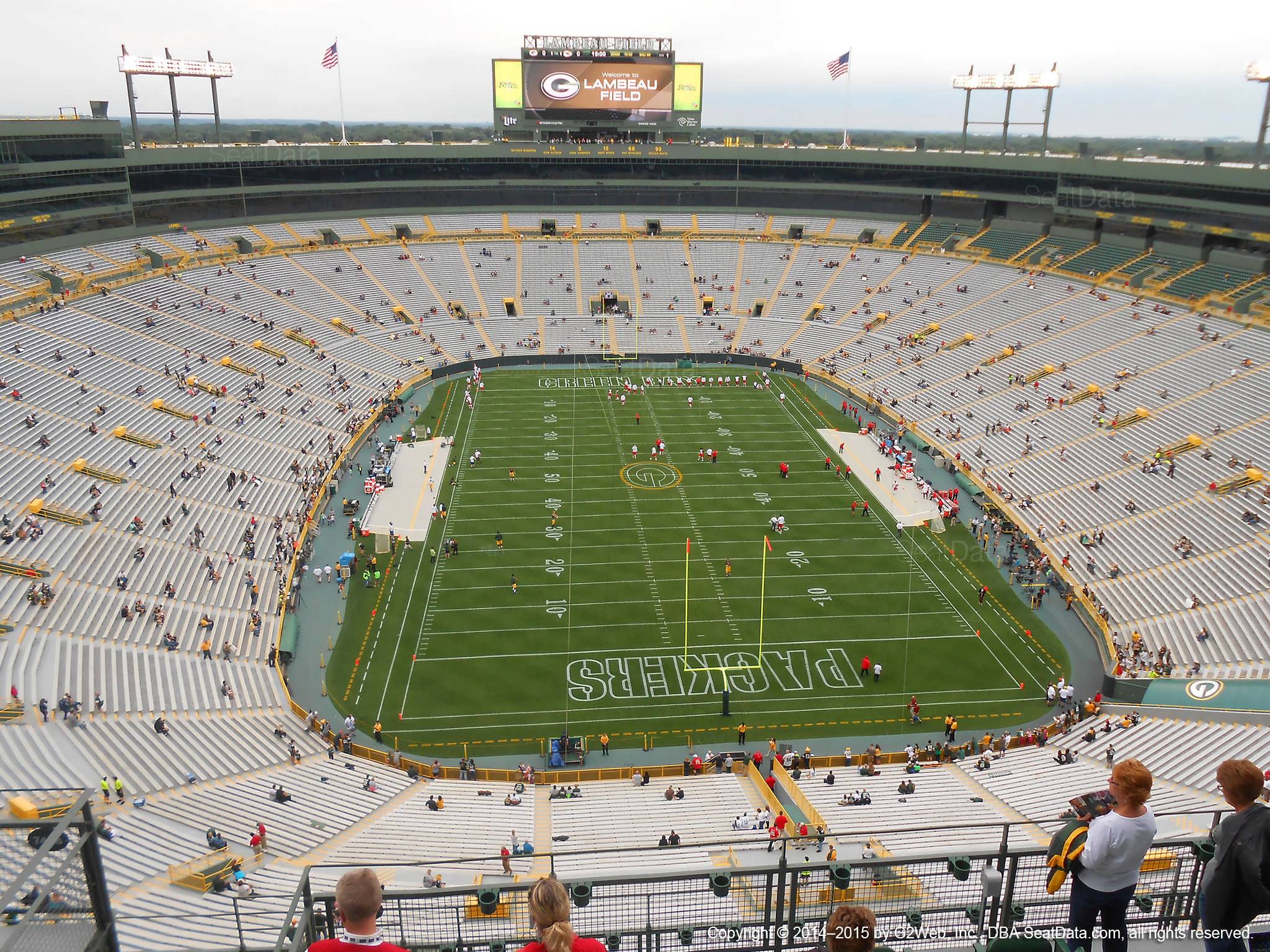 Seat view from section 748S at Lambeau Field, home of the Green Bay Packers