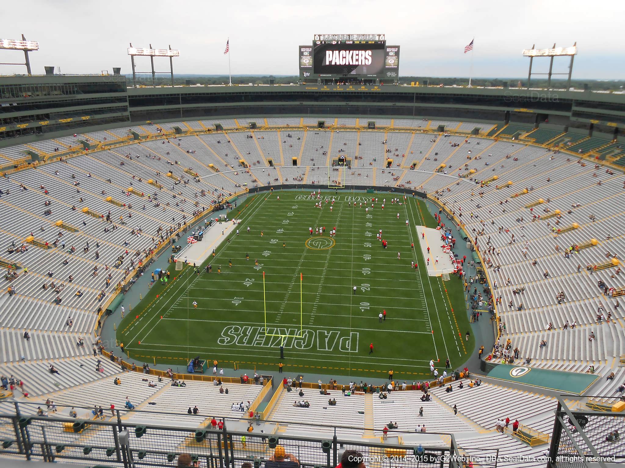 Seat view from section 749S at Lambeau Field, home of the Green Bay Packers