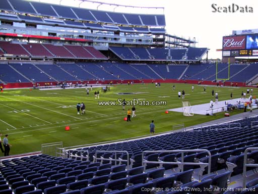 Seat view from section 114 at Gillette Stadium, home of the New England Patriots