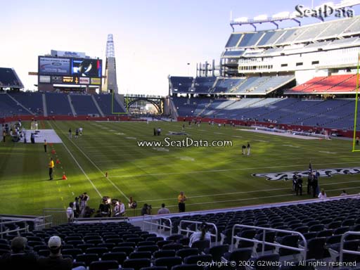 Seat view from section 123 at Gillette Stadium, home of the New England Patriots