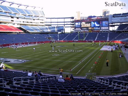 Seat view from section 140 at Gillette Stadium, home of the New England Patriots