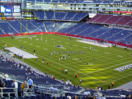 Seat view from section 203 at Gillette Stadium, home of the New England Patriots